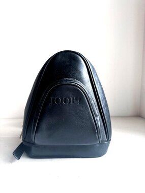 Vintage Joop Black Leather Small Convertible Backpack